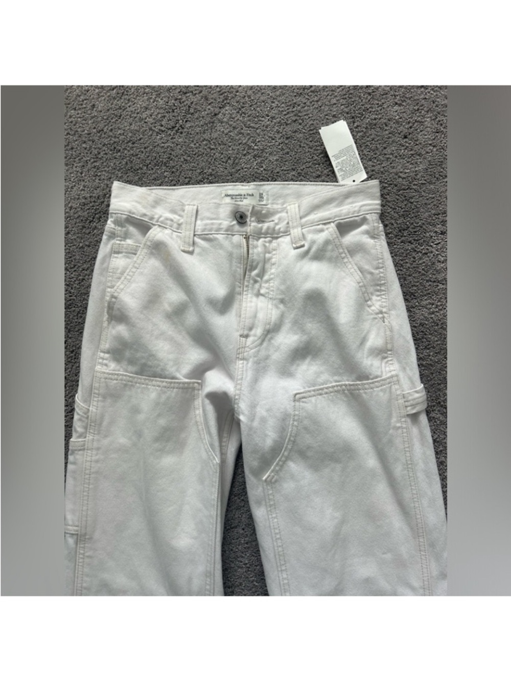 Abercrombie & Fitch Women's White Carpenter Boyfriend Jeans